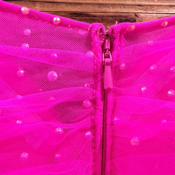 La Femme Hot Pink & Crystal Strapless Long Prom Ball Gown 31997 NWT - Picture 13 of 16